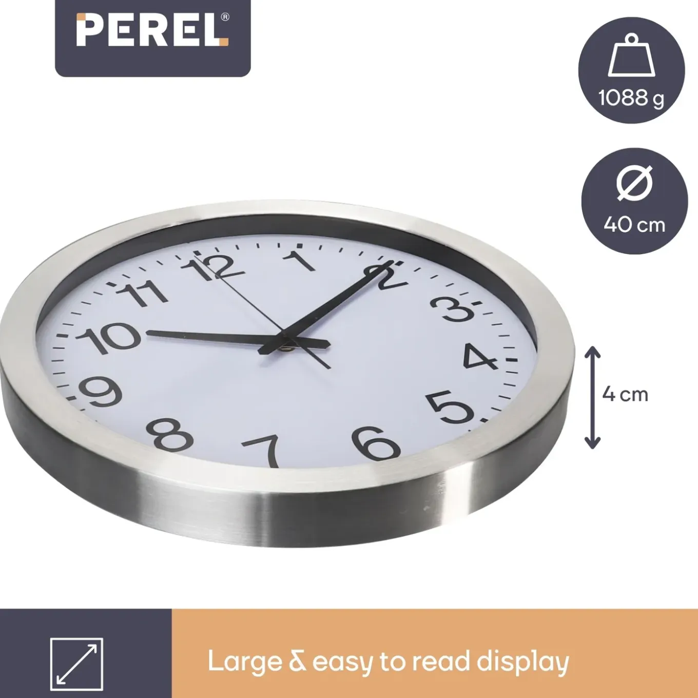 Perel Wc103 Wandklok 40 Cm Analoog Dcf Met Automatische Tijdsinstelling