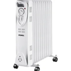Perel 2500w Olieradiator Met 11 Ribben, 3 Warmtestanden, Instelbare Thermostaat, 24 X 48 X 59.5 Cm,