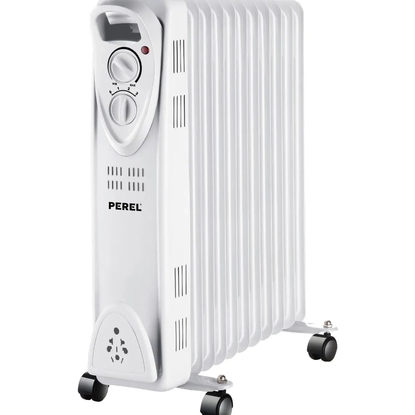 Perel 2500w Olieradiator Met 11 Ribben, 3 Warmtestanden, Instelbare Thermostaat, 24 X 48 X 59.5 Cm,