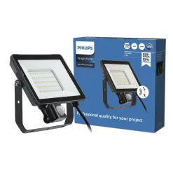 Philips Breedstraler ProjectLine - Zwart - 30W - 2700lm - Warm Wit - IP65 - met Bewegingssensor