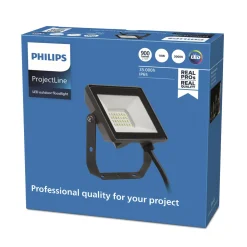 Philips Breedstraler ProjectLine - Zwart - 10W - 900lm - Warm Wit - IP65