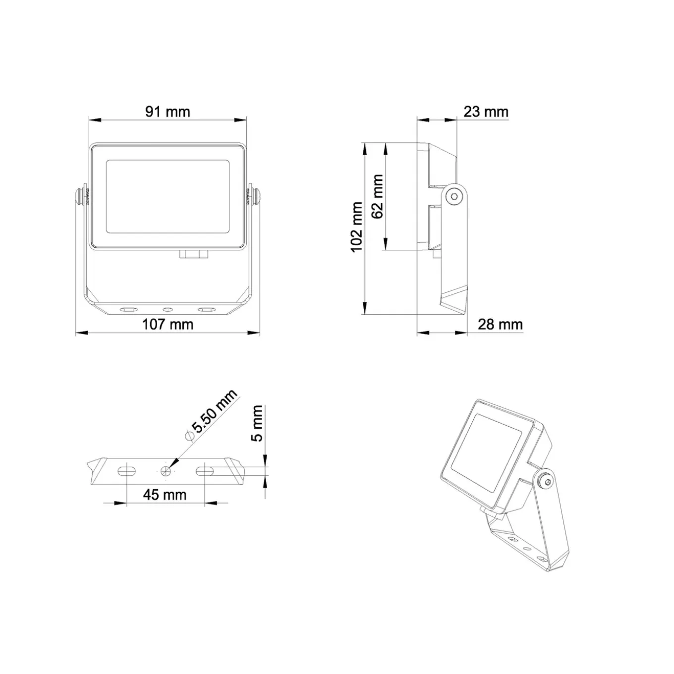 Philips Breedstraler ProjectLine - Zwart - 10W - 900lm - Warm Wit - IP65
