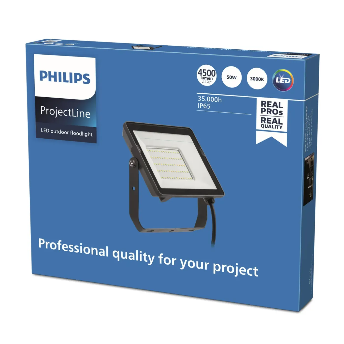 Philips Breedstraler ProjectLine - Zwart - 50W - 4500lm - Warm Wit - IP65