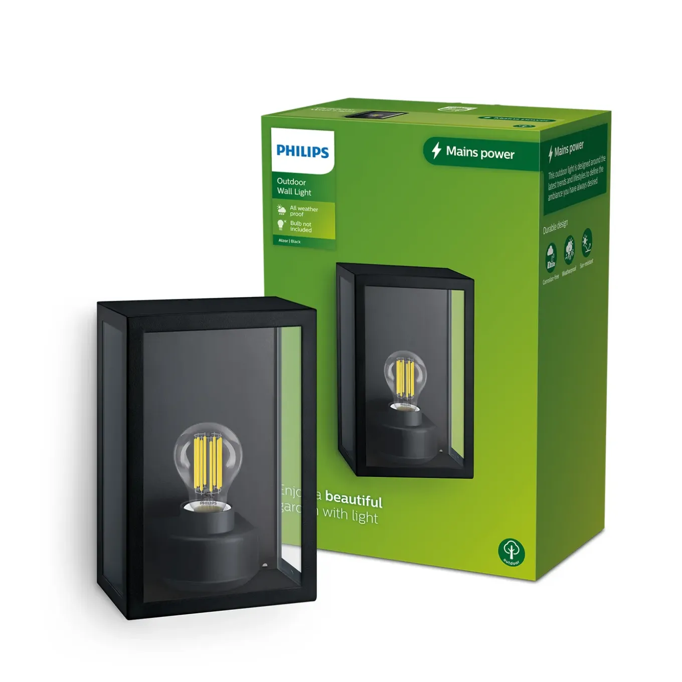 Philips Buitenwandlamp Alzor - Zwart - E27
