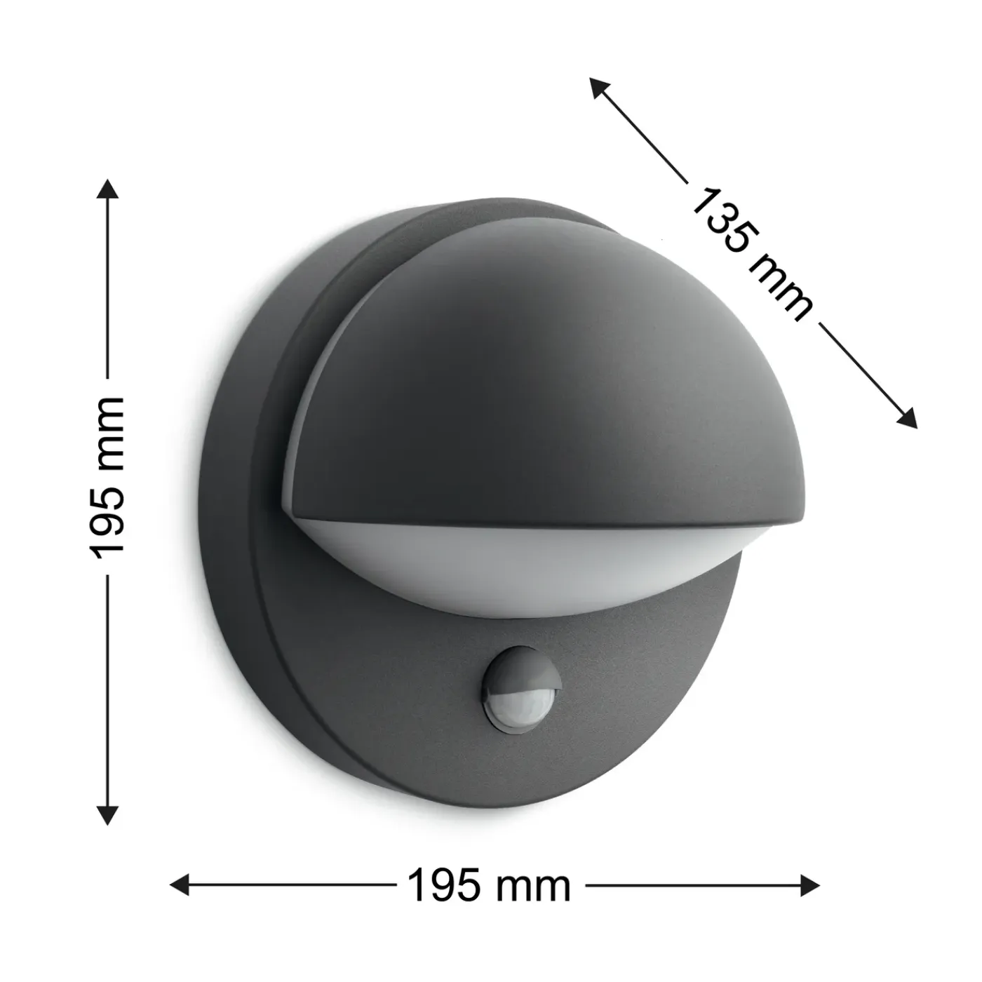 Philips Buitenwandlamp June - Antraciet - E27 - 12W - met Sensor