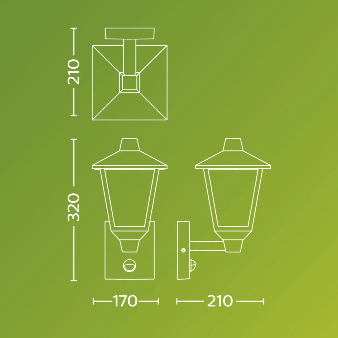 Philips Buitenwandlamp Kinno - Zwart - E27 - 25W - met Sensor