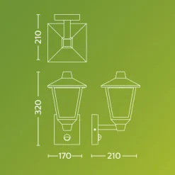 Philips Buitenwandlamp Kinno - Zwart - E27 - 25W - met Sensor