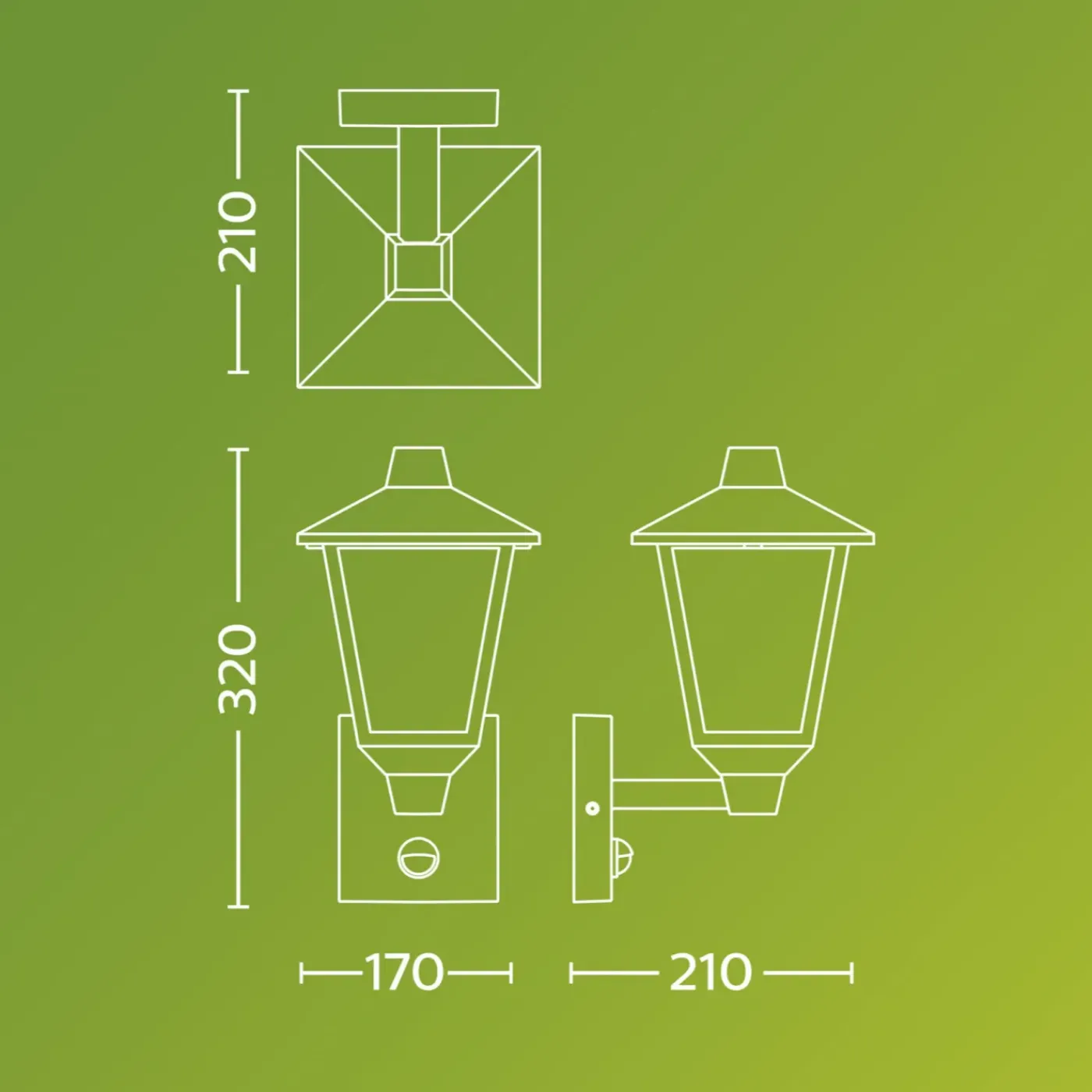 Philips Buitenwandlamp Kinno - Zwart - E27 - 25W - met Sensor