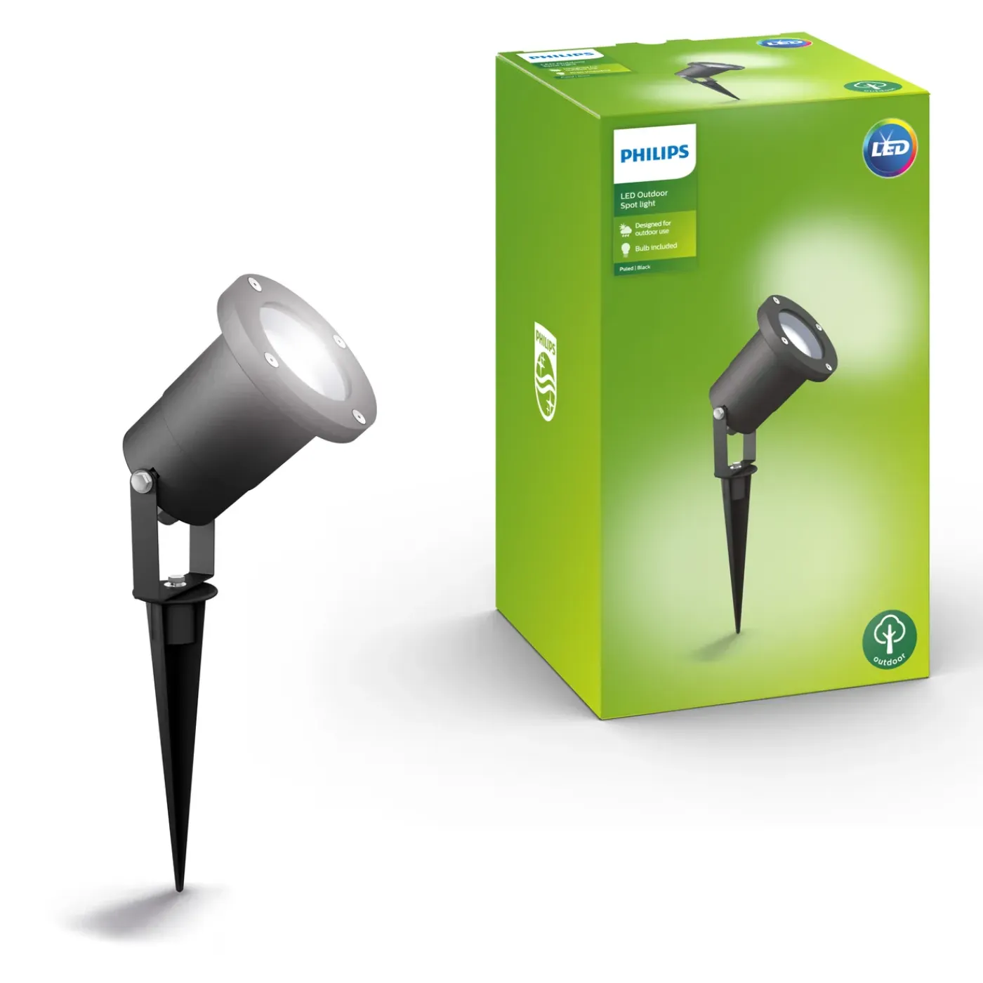 Philips grondspot PuLed zwart GU10 5W
