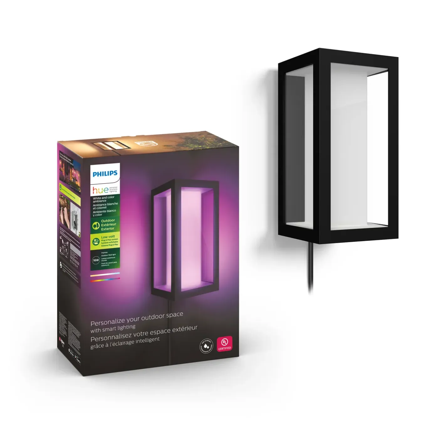 Philips Hue Impress wandlamp - wit en gekleurd licht - zwart - smal