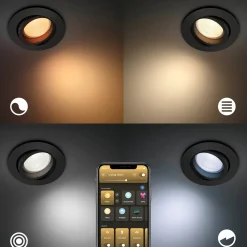 Philips Hue inbouwspot Centura zwart wit en gekleurd GU10 5,7W