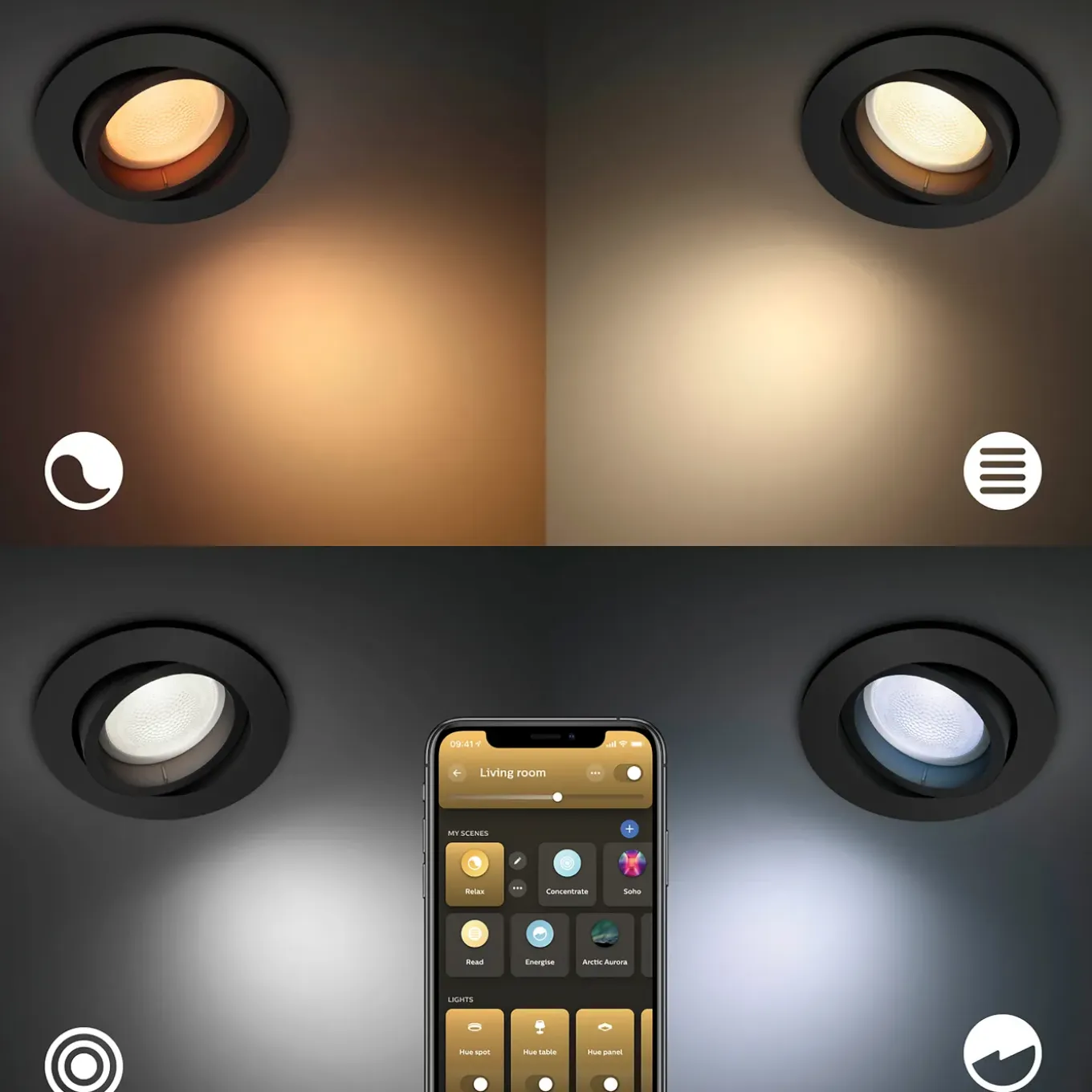 Philips Hue inbouwspot Centura zwart wit en gekleurd GU10 5,7W