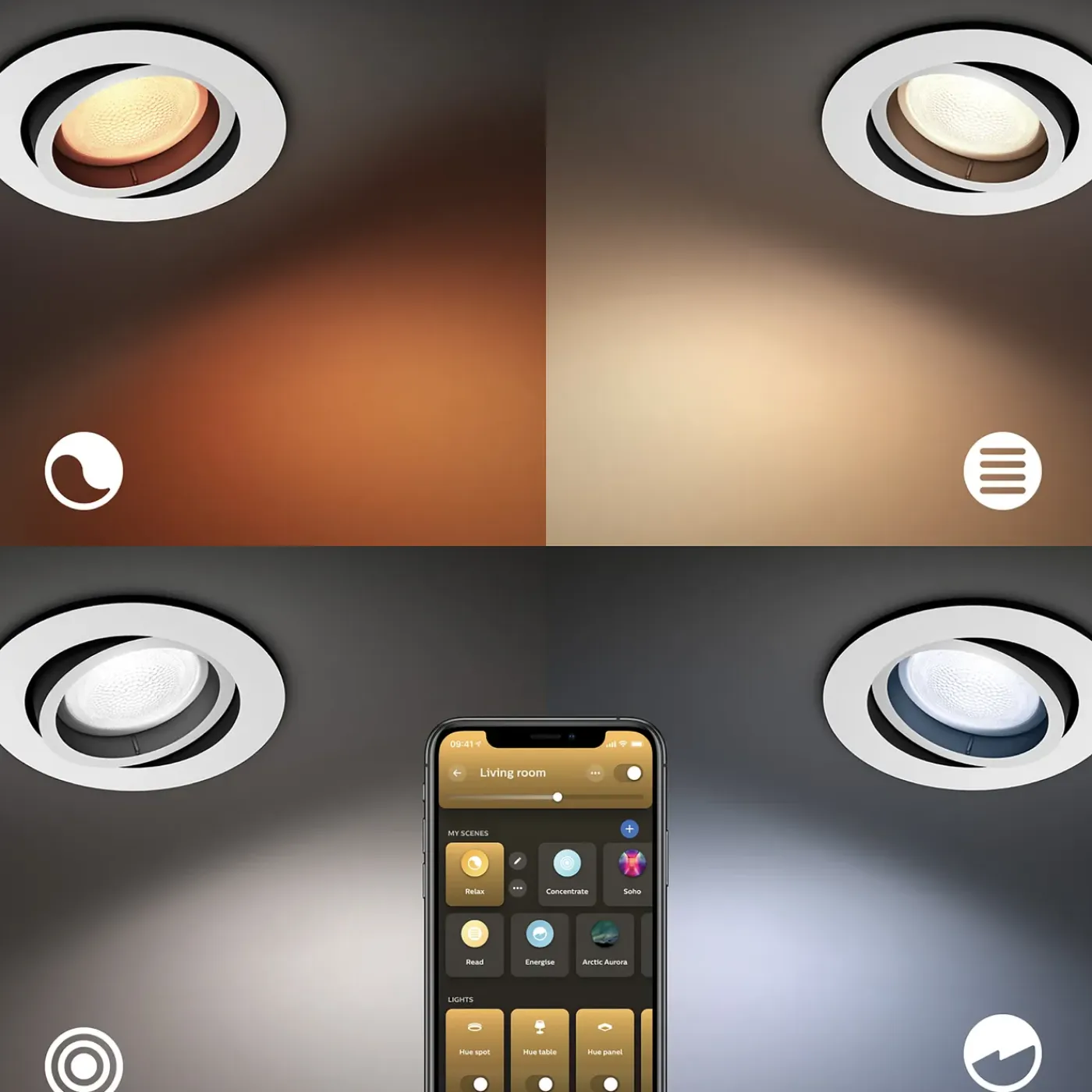 Philips Hue inbouwspot Centura rond wit gekleurd en wit licht GU10 5,7W 3 stuks