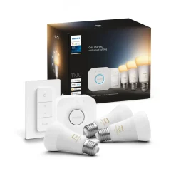 Philips Hue starterkit - warm tot koelwit licht - 3 lampen - E27 - 1100lm - 1 dimmer switch