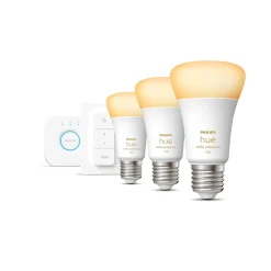 Philips Hue starterkit - warm tot koelwit licht - 3 lampen - E27 - 1100lm - 1 dimmer switch