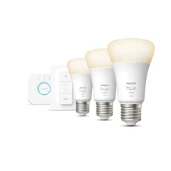 Philips Hue starterkit - warmwit licht - 3 lampen - E27 - 1100lm - 1 dimmer switch