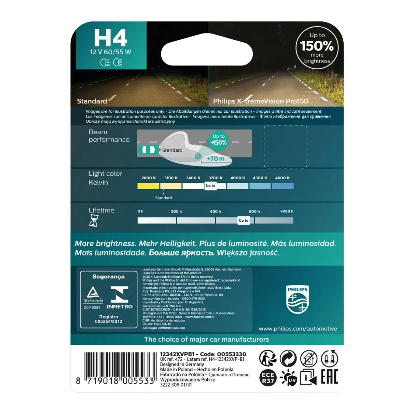 Philips lamp 12342XVPB1 X-treme Vision Pro150 H4