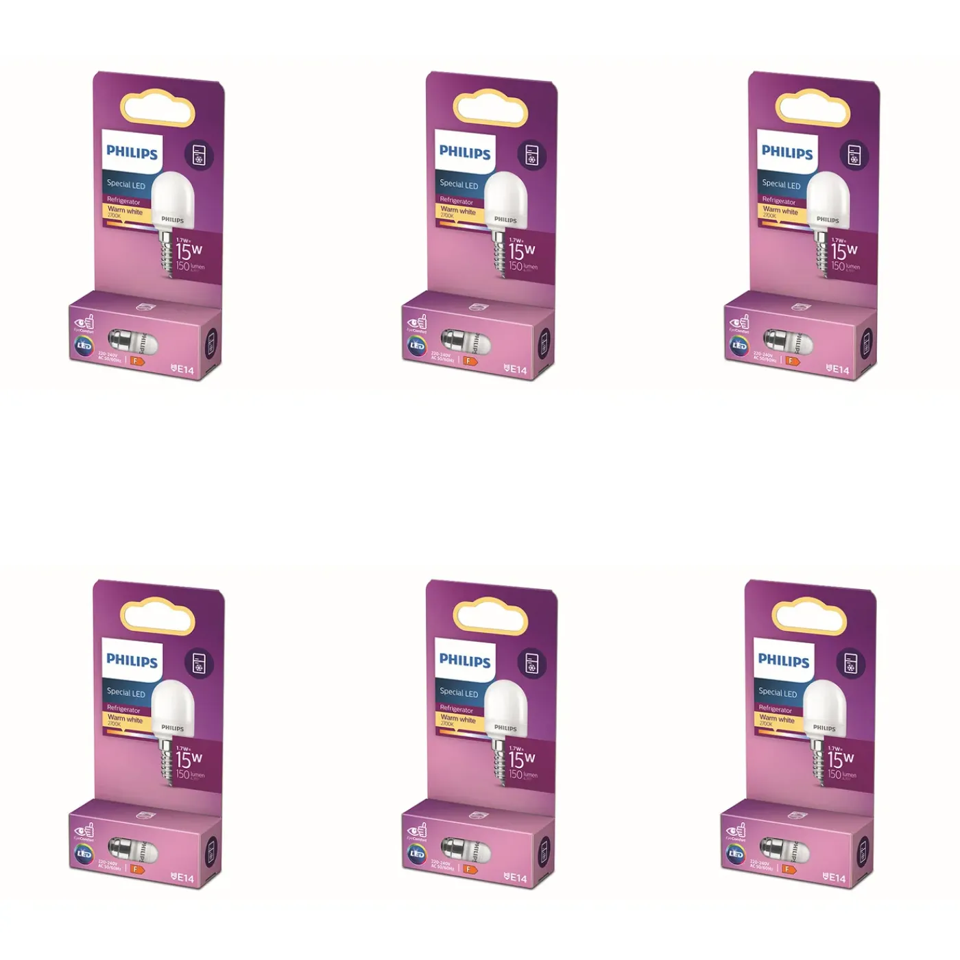 Philips LED Koelkastlamp E14 - 15 W - Warmwit Licht - 6 Stuks