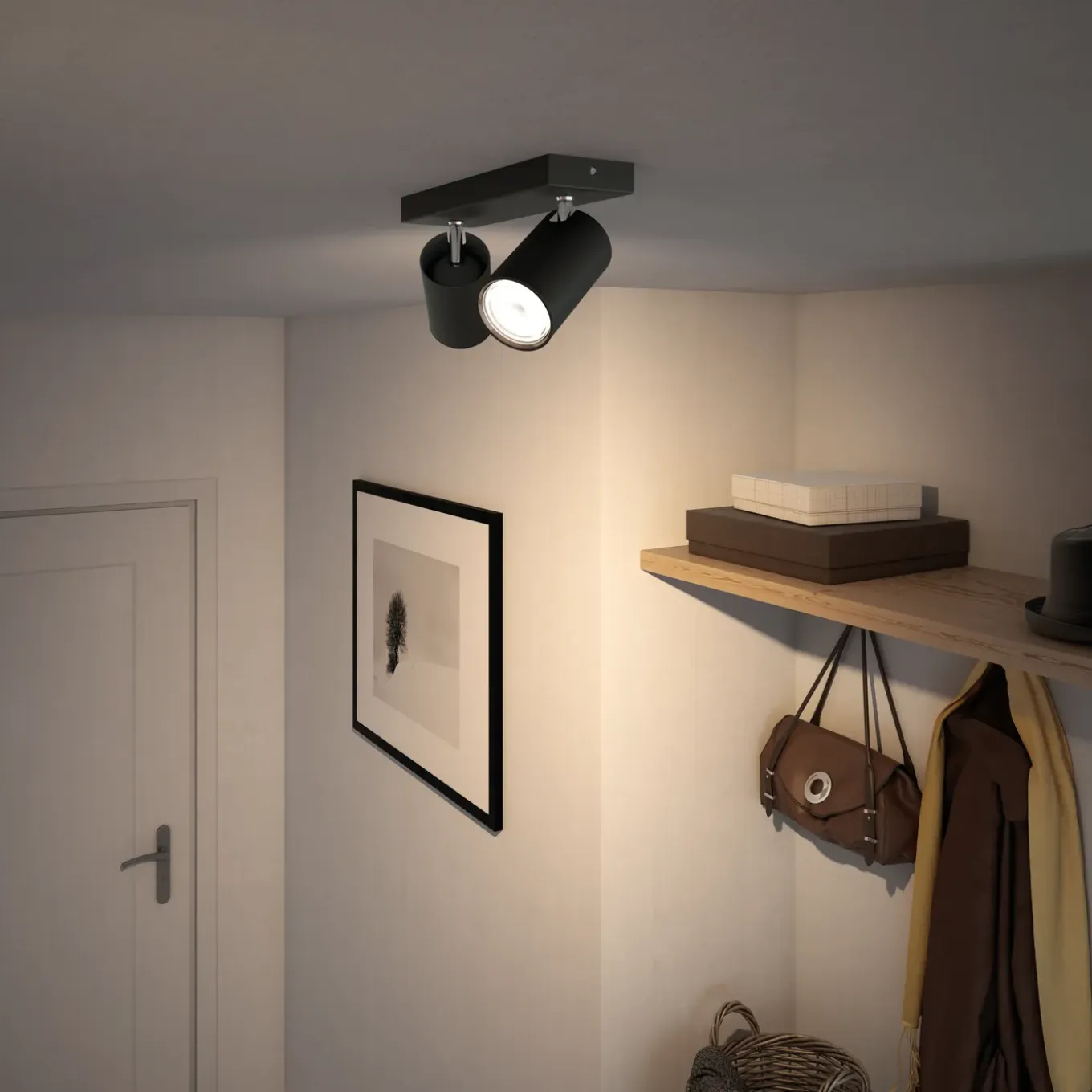 Philips Opbouwspot Kosipo - Zwart - 24cm - 2xGU10