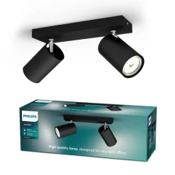 Philips Opbouwspot Kosipo - Zwart - 24cm - 2xGU10