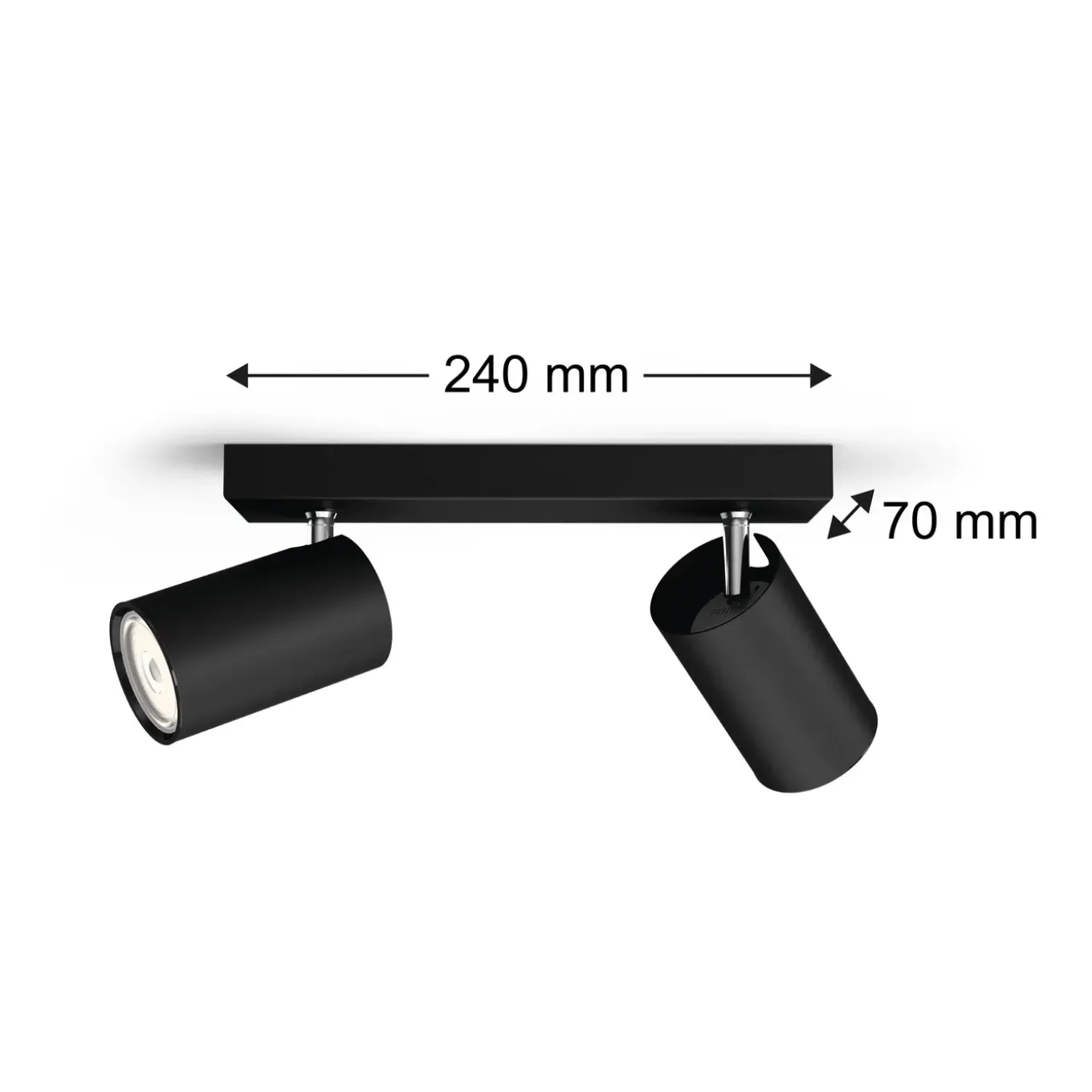 Philips Opbouwspot Kosipo - Zwart - 24cm - 2xGU10