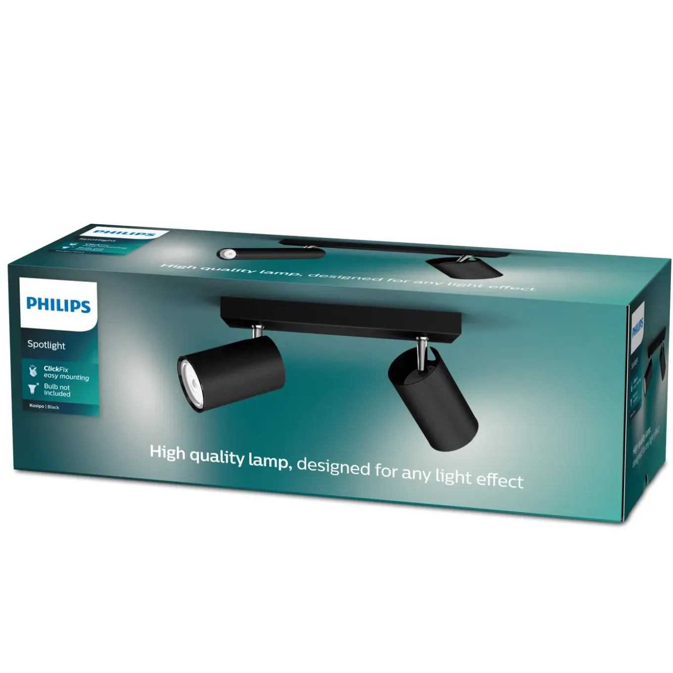 Philips Opbouwspot Kosipo - Zwart - 24cm - 2xGU10