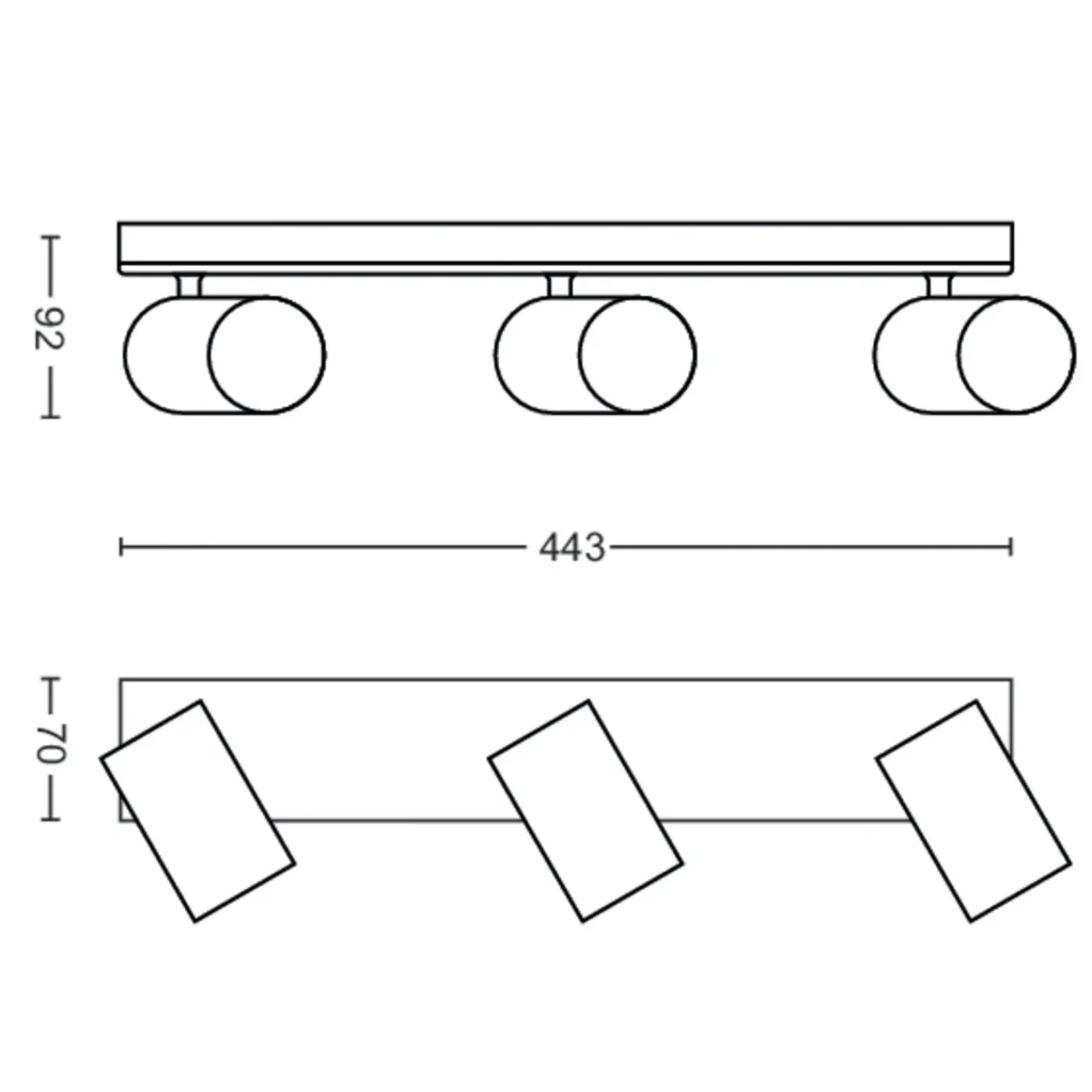 Philips Opbouwspot Kosipo - Zwart - 44,3cm - 3xGU10