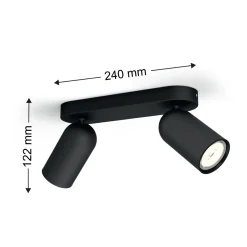 Philips Opbouwspot Pongee - Zwart - 24cm - 2xGU10