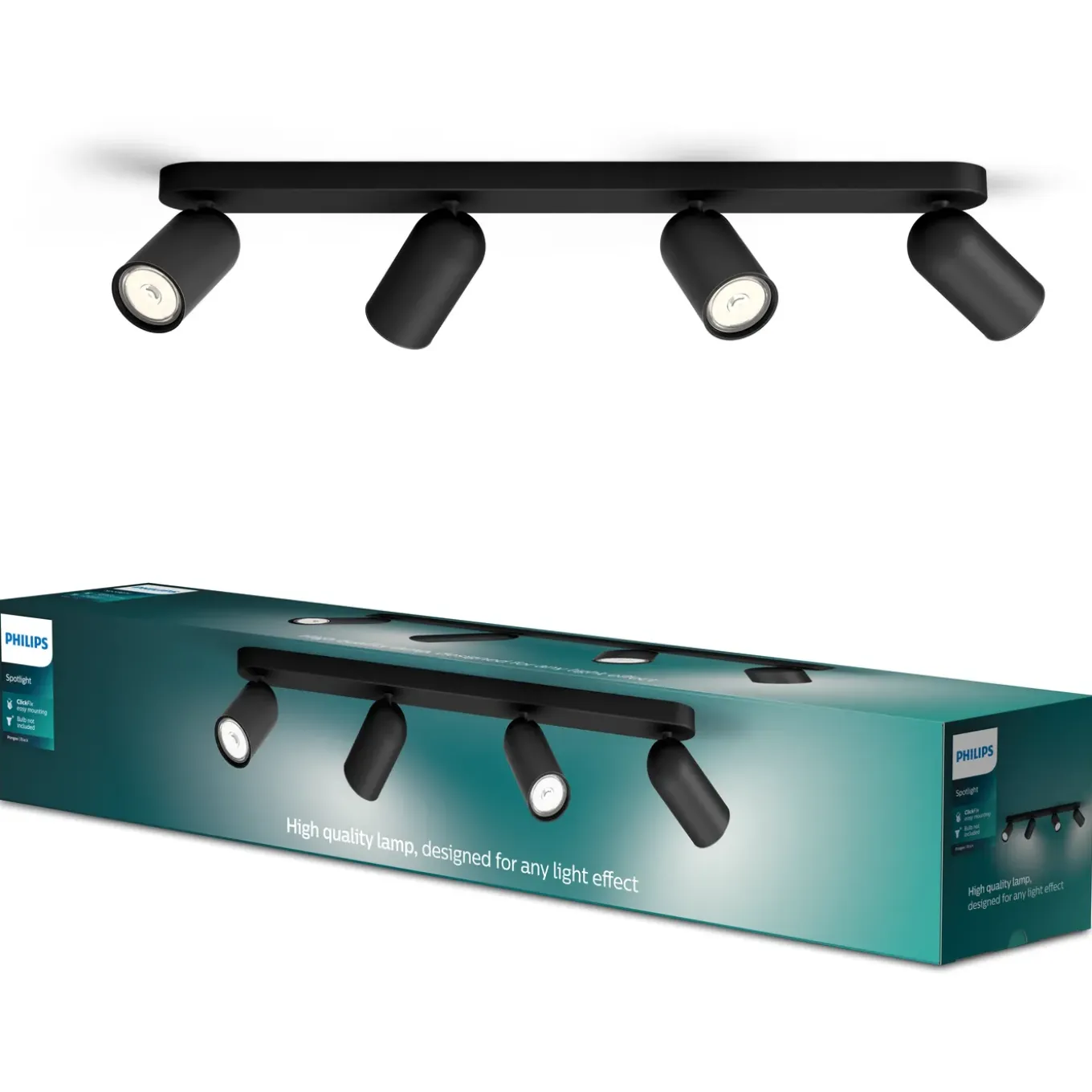 Philips plafondspot Pongee zwart 4xGU10