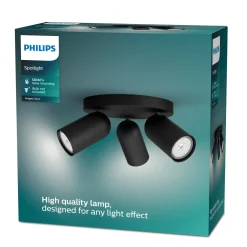 Philips plafondspot Pongee zwart 3xGU10