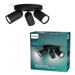 Philips plafondspot Pongee zwart 3xGU10