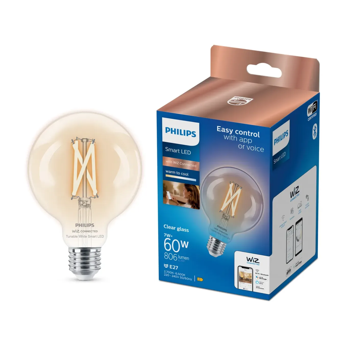 Philips slimme ledfilamentlamp G95 E27 7W