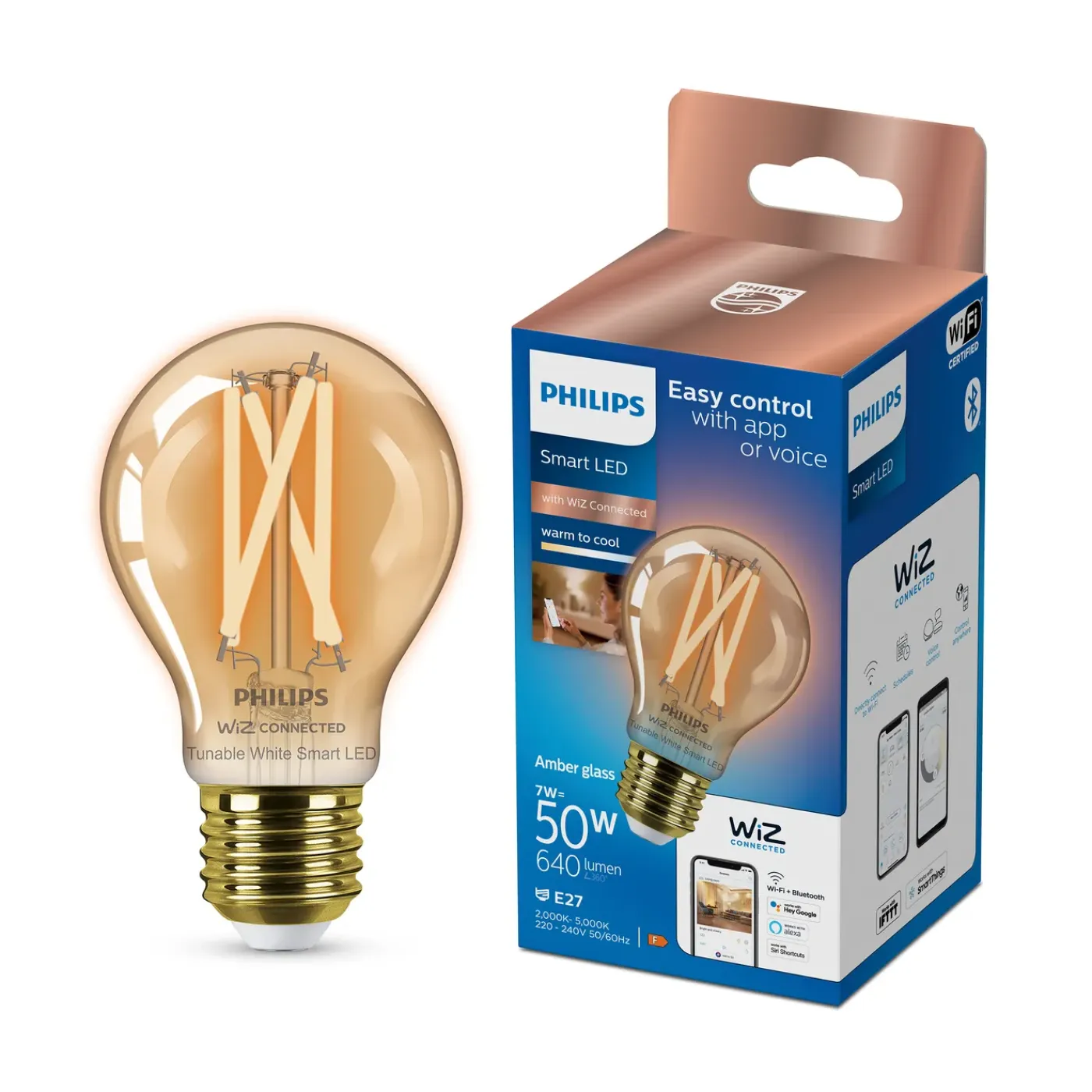 Philips slimme ledfilamentlamp A60 amber E27 7W