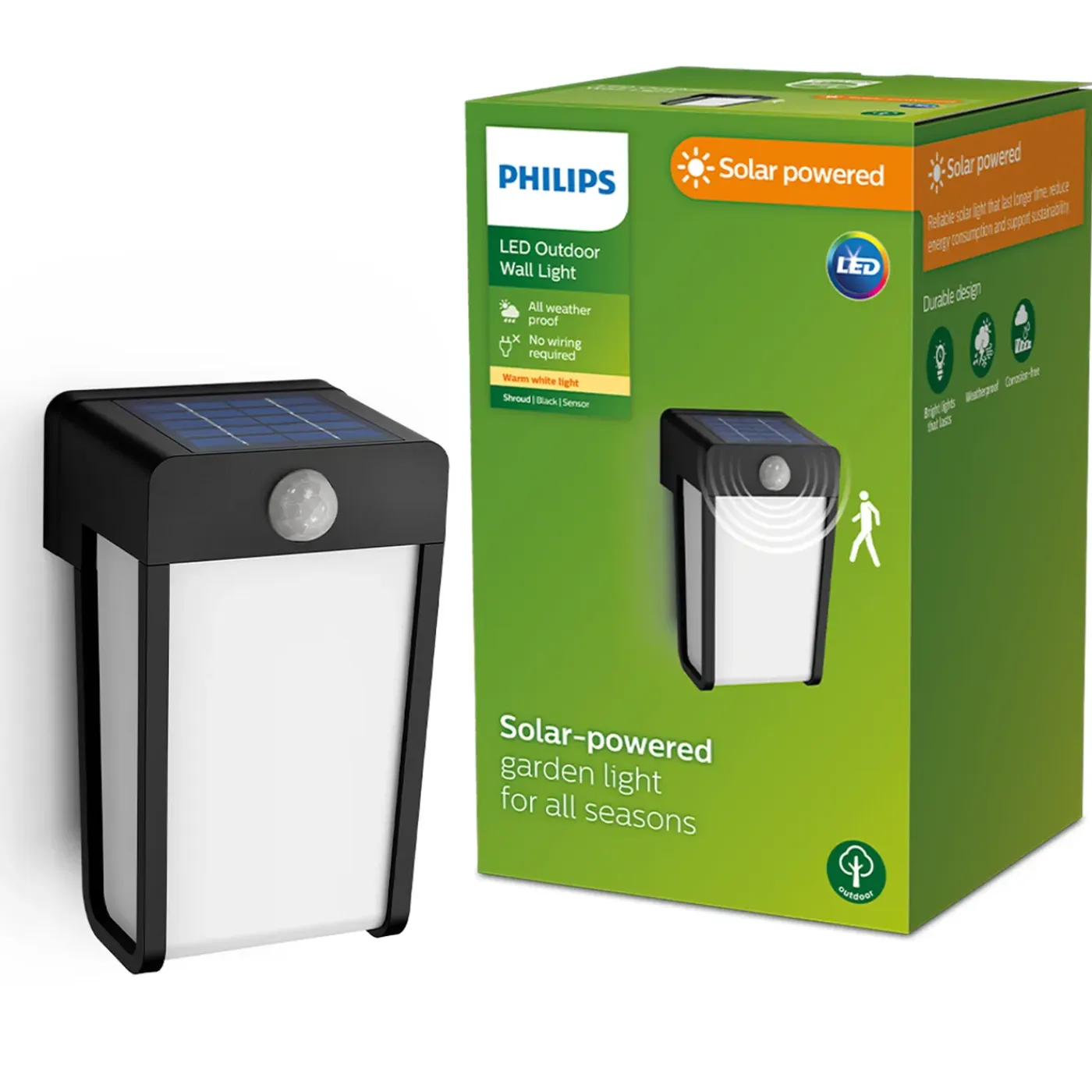 Philips wandlamp Shroud zwart opaal 2,3W met sensor