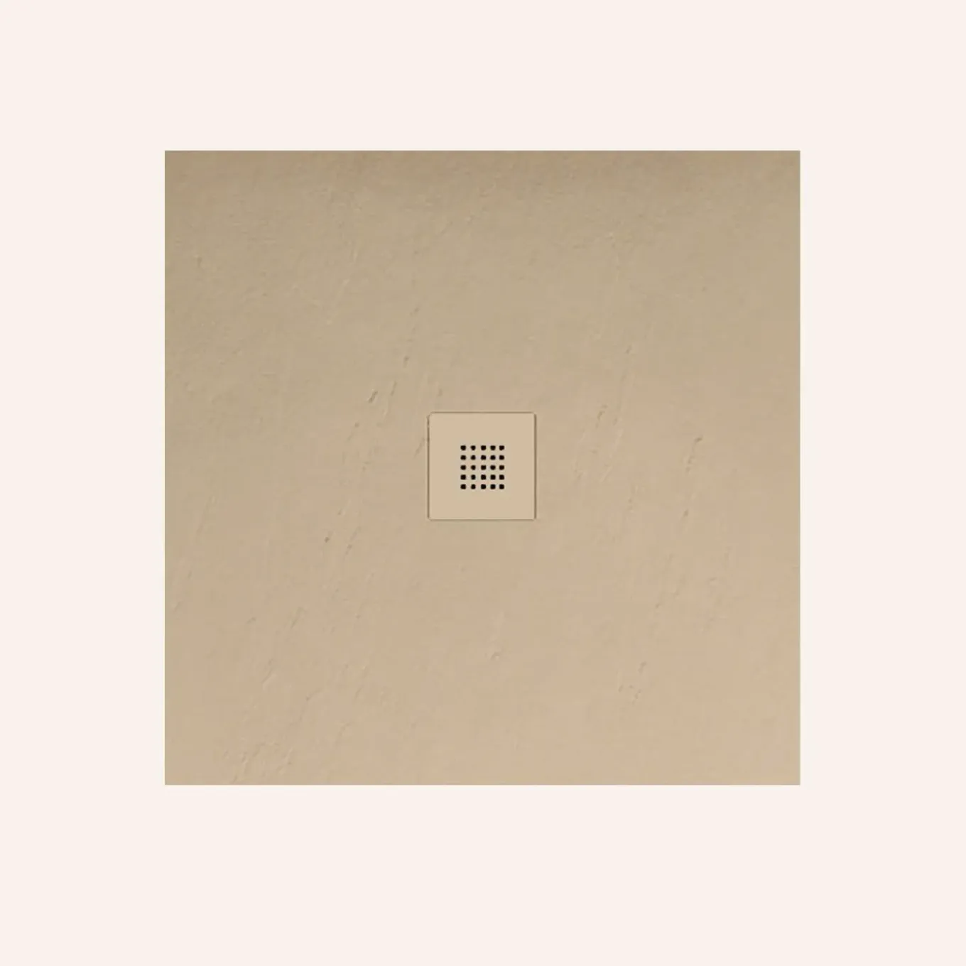 Poalgi - Douchebak Extra Plat Antislip - Serie Hos's - Beige - 80x80 Cm - Textuur Leisteen