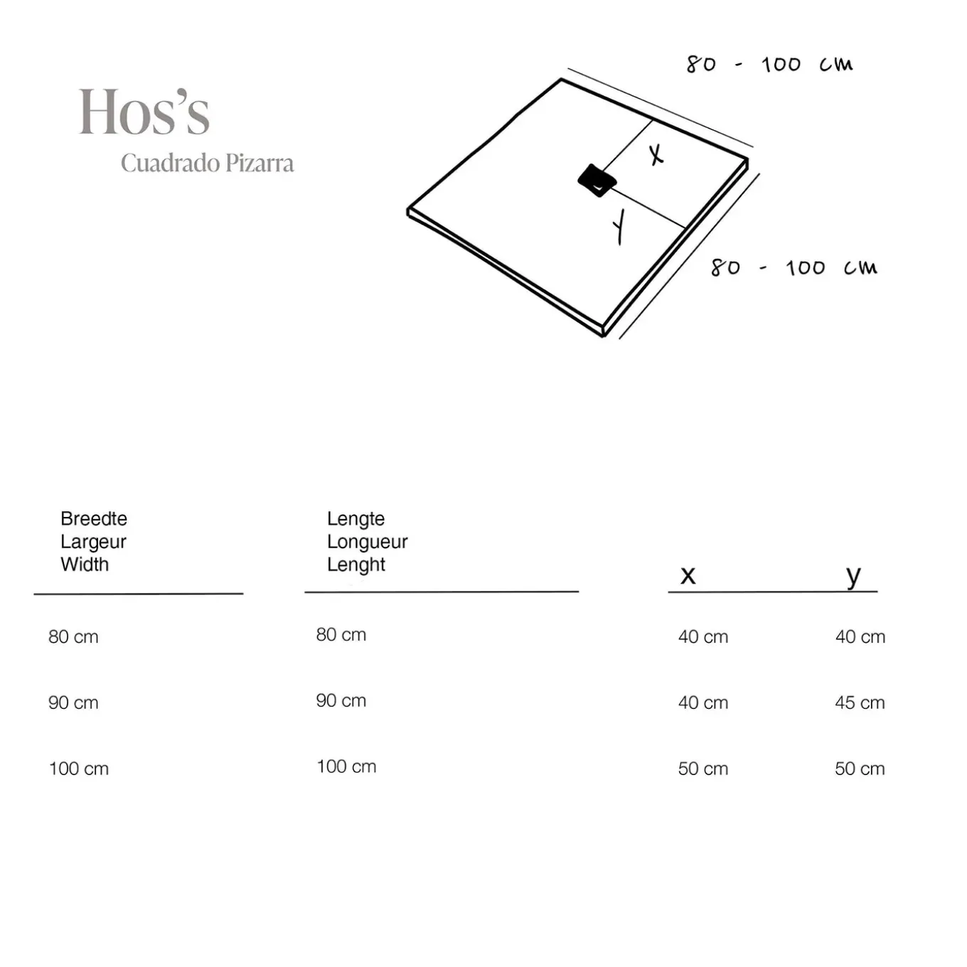 Poalgi - Douchebak Extra Plat Antislip - Serie Hos's - Beige - 80x80 Cm - Textuur Leisteen