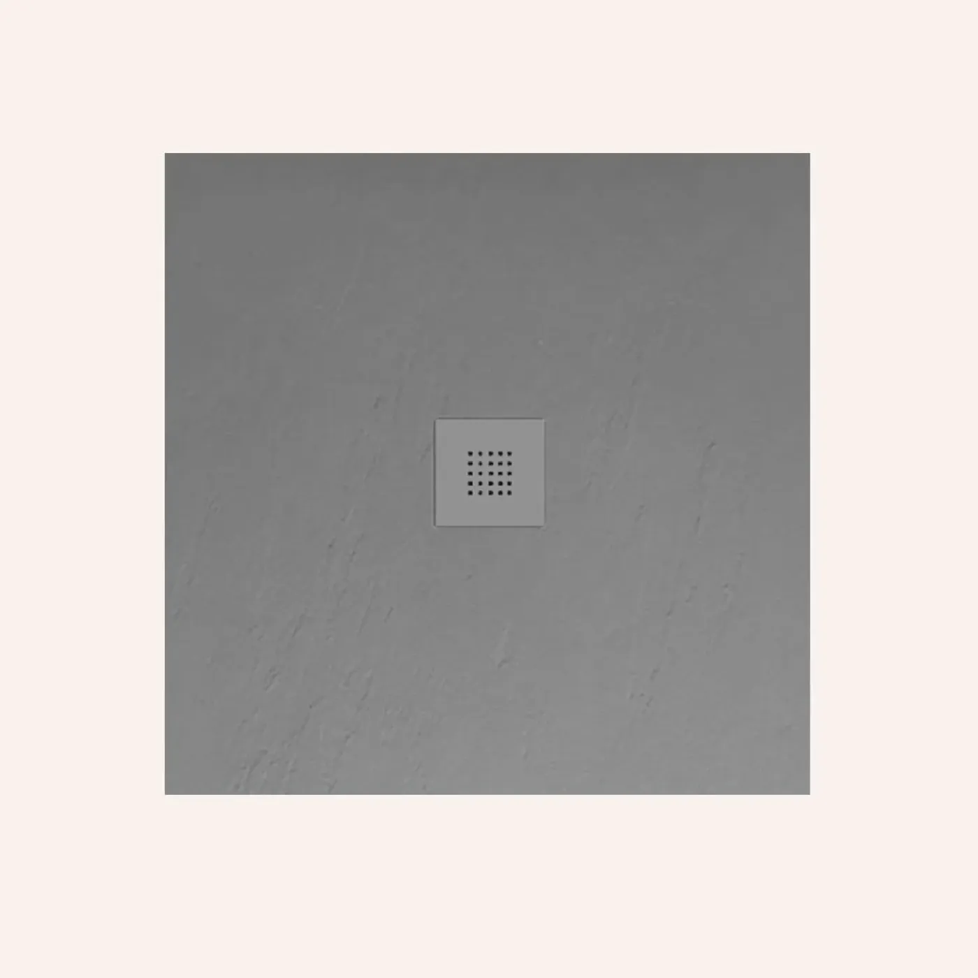 POALGI - Douchebak Extra Plat Antislip - Serie Hos's - Cement - 90x90 Cm - Textuur Leisteen
