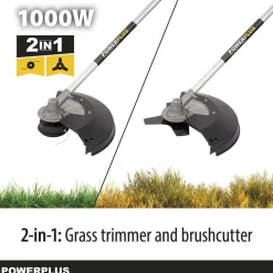Powerplus Elektrische Bosmaaier 2 in 1 Maaier En Grastrimmer Met Schouderharnas, Tuingereedschap