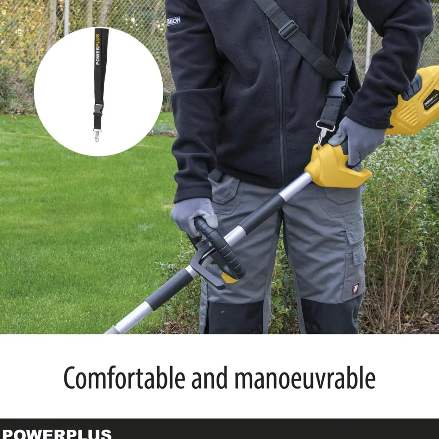 Powerplus Elektrische Bosmaaier 2 in 1 Maaier En Grastrimmer Met Schouderharnas, Tuingereedschap