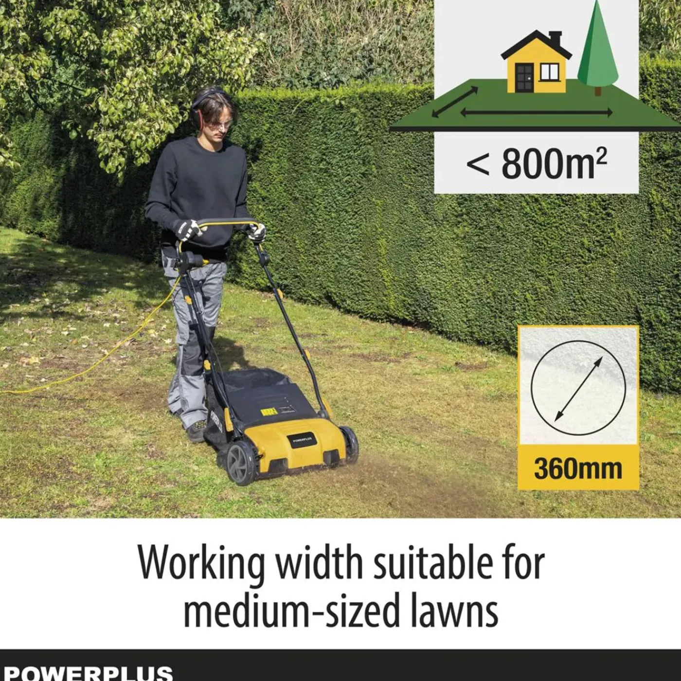 Powerplus Elektrische Verticuteermachine, 1600 W, Snijbreedte 360 Mm, 2-in-1, Tuinmachine