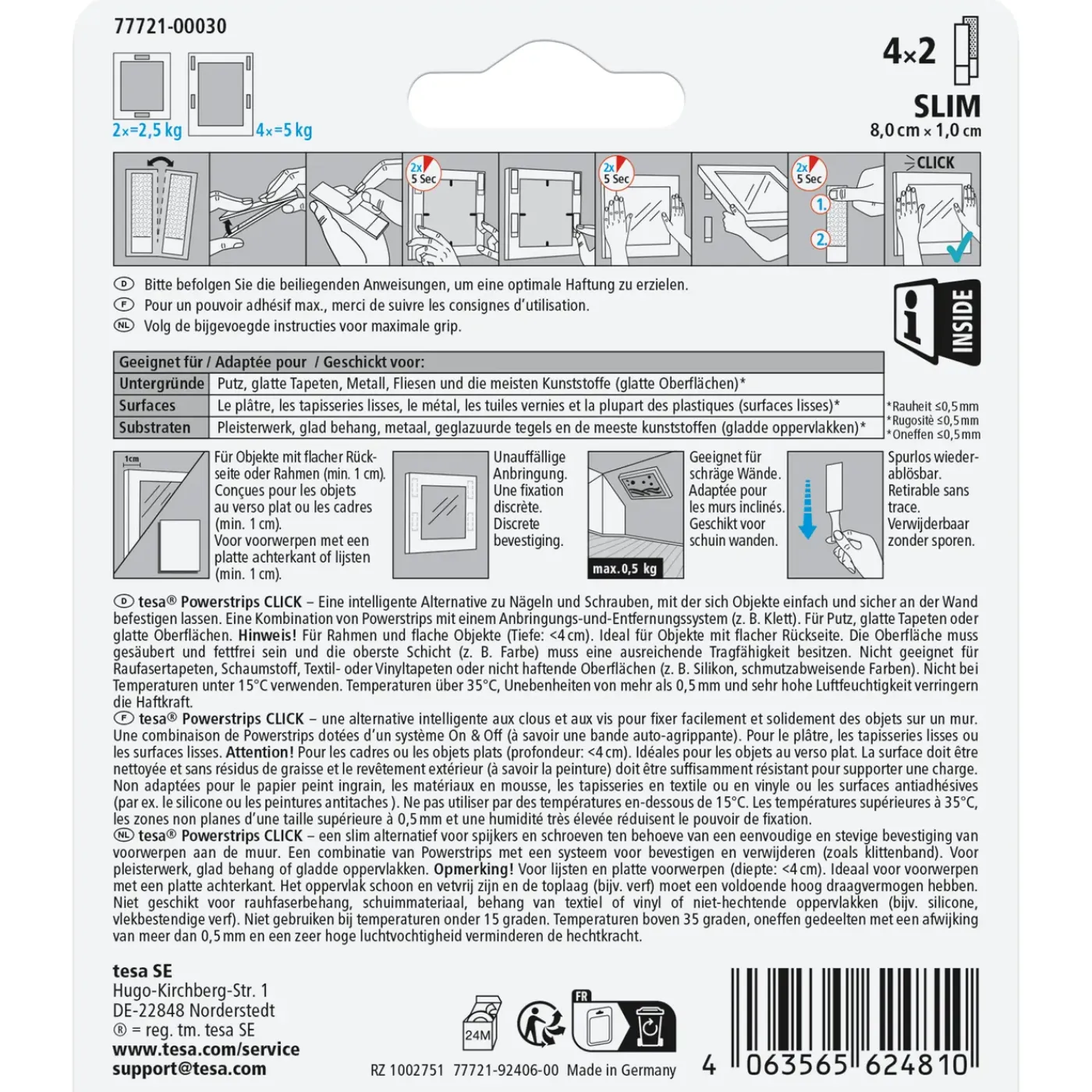 Tesa Powerstrips Click 4x2 Slim