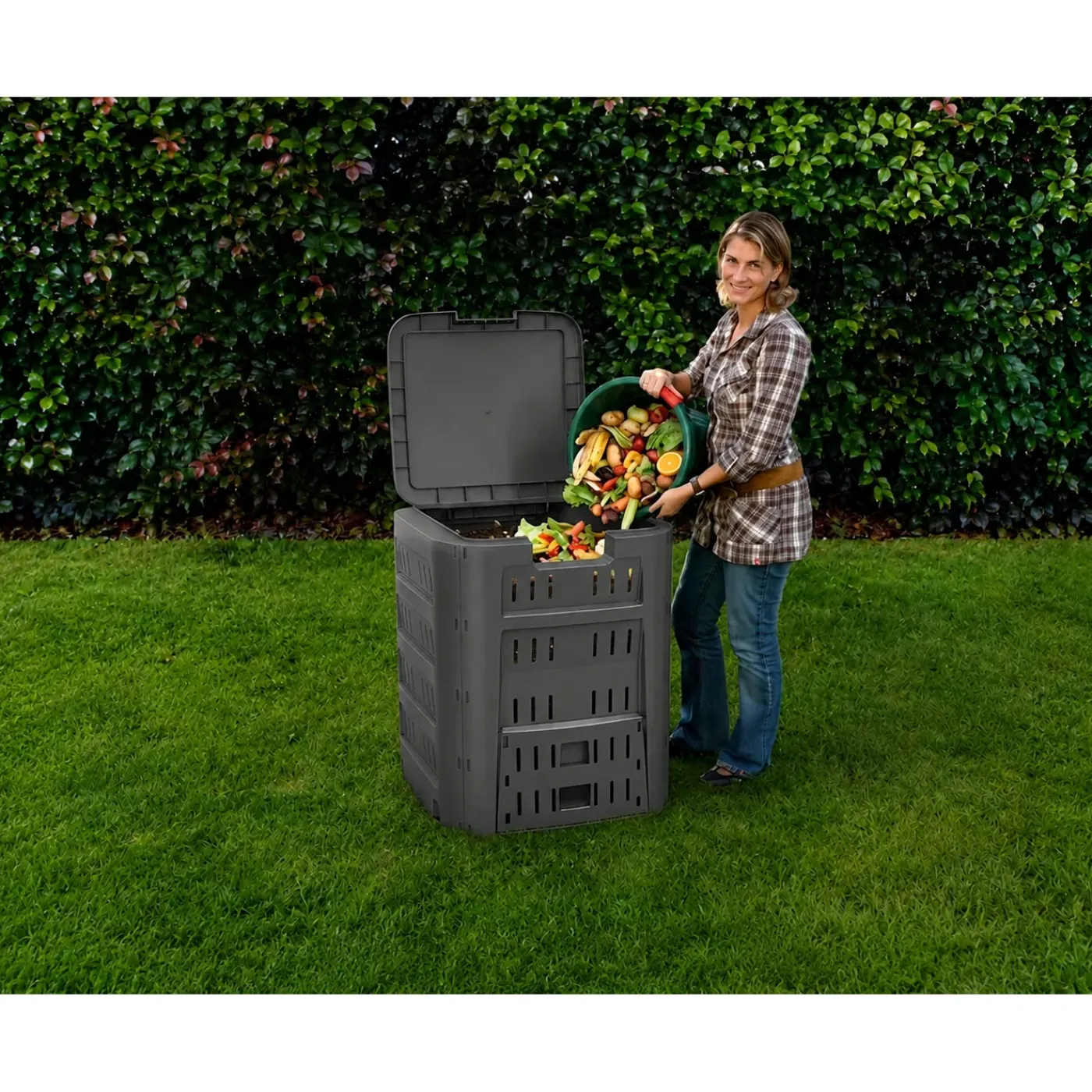Practo tuincomposter PCP220N kunststof met schuif, 220L