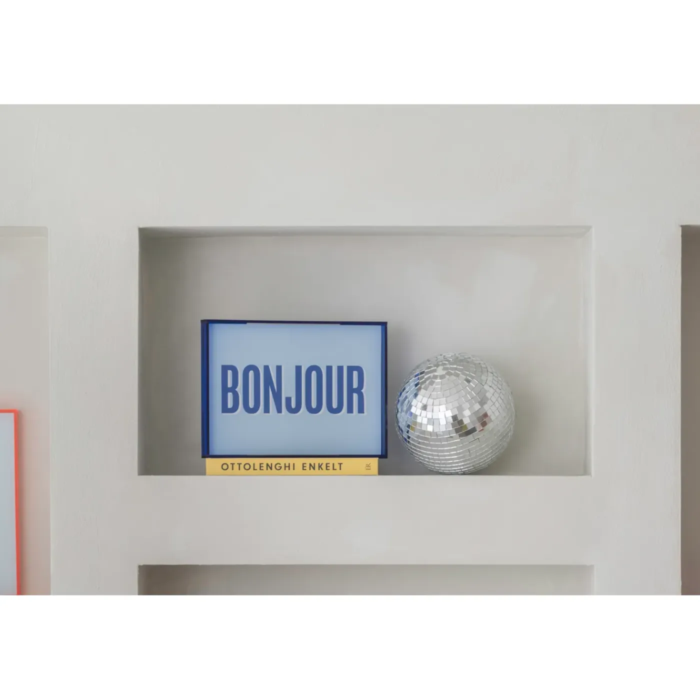 Present Time - Wall Art Bonjour Medium - Blauw