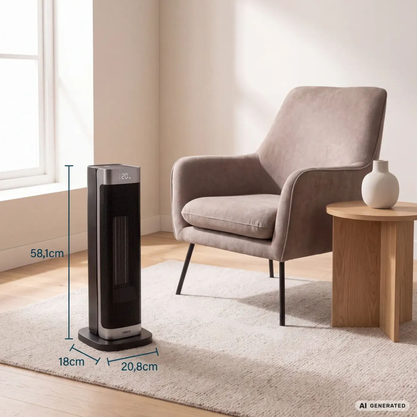 Princess 344559 - Keramische Kachel - Elektrische Verwarming - Ventilatorkachel - 2200w