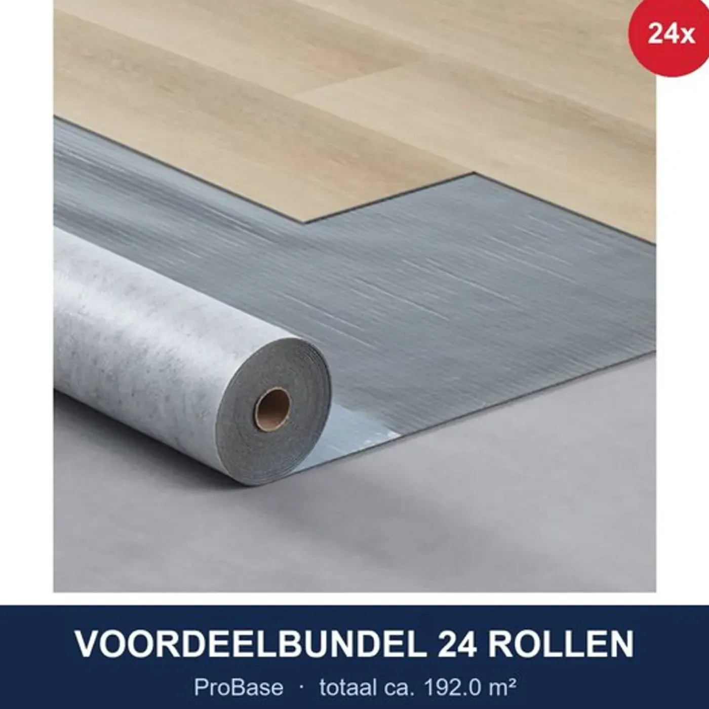ProBase Voordeelbundel 24 Rollen Zelfklevende Dryback Pvc Ondervloer 2mm 192 M²