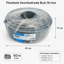 Profile Voorbedrade Flexibele Buis 16 Mm 50 M Grijs Met Vd Draad Voor Inbouw Binnen