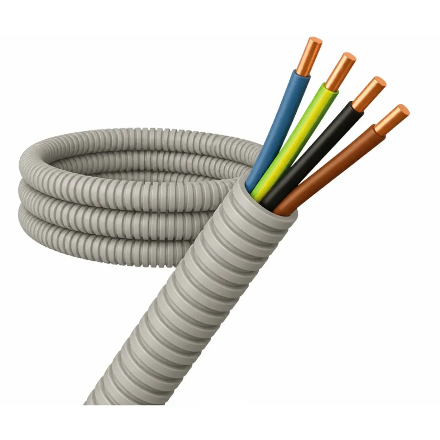 Profile Voorbedrade Flexibele Buis 16 Mm 100 M Grijs Met Vd Draad Voor Binneninstallaties