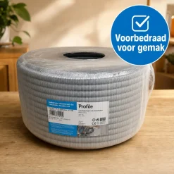 Profile Voorbedrade Flexibele Buis 16 Mm 100 M Grijs Met Vd Draad Voor Binneninstallaties