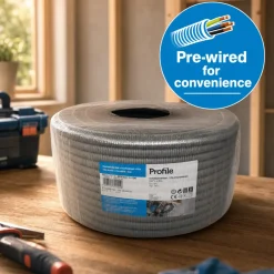 Profile Voorbedrade Flexibele Buis 16 Mm 100 M Grijs Met Vd Draad Voor Binneninstallaties