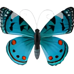 Pro Garden Wanddecoratie Vlinder - Aqua - 34 X 28cm - Metaal